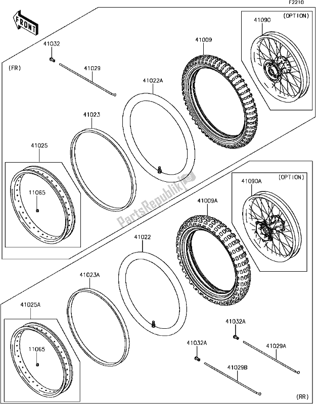 Tutte le parti per il E-11tires del Kawasaki KLX 250S 2017