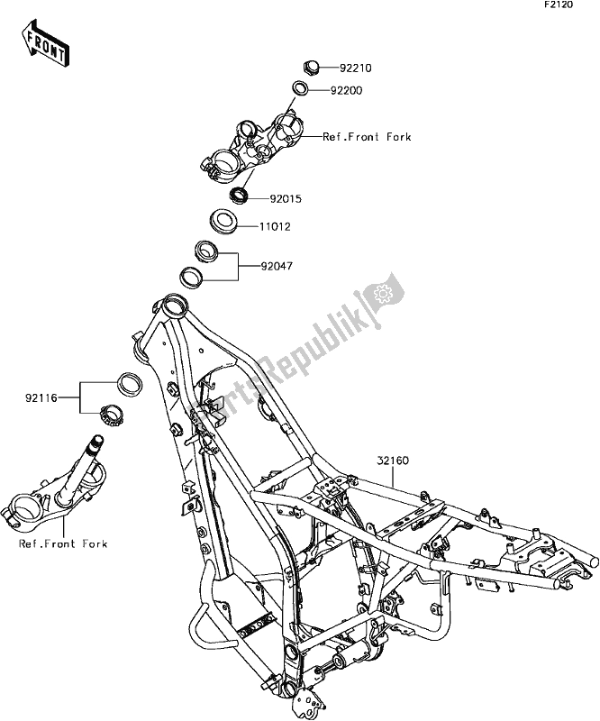 Tutte le parti per il E-3 Frame del Kawasaki KLX 250S 2017