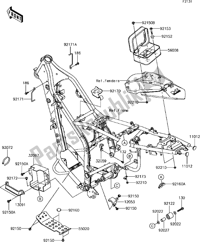 Tutte le parti per il E-5 Frame Fittings del Kawasaki KLX 250S 2017