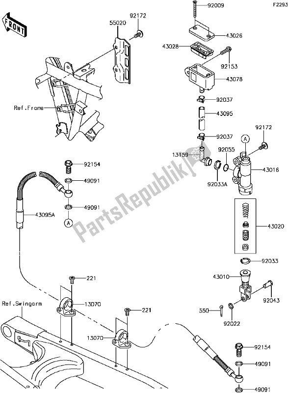 All parts for the F-5 Rear Master Cylinder of the Kawasaki KLX 250S 2017