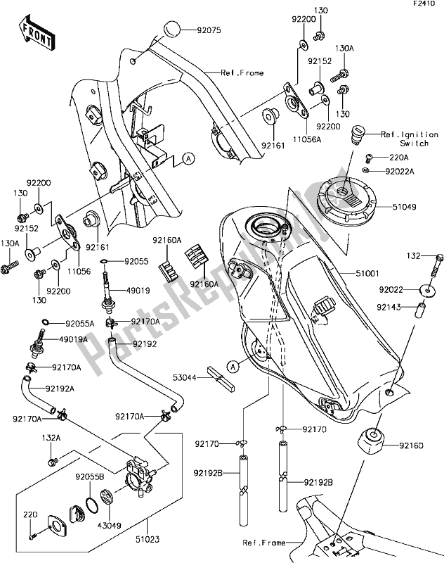 All parts for the F-9 Fuel Tank of the Kawasaki KLX 250S 2017