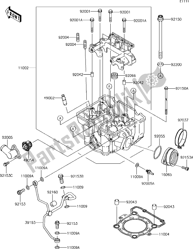 All parts for the 1 Cylinder Head of the Kawasaki KLX 250S 2018