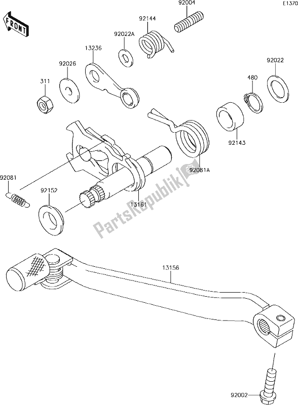 Wszystkie części do 12 Gear Change Mechanism Kawasaki KLX 250S 2018