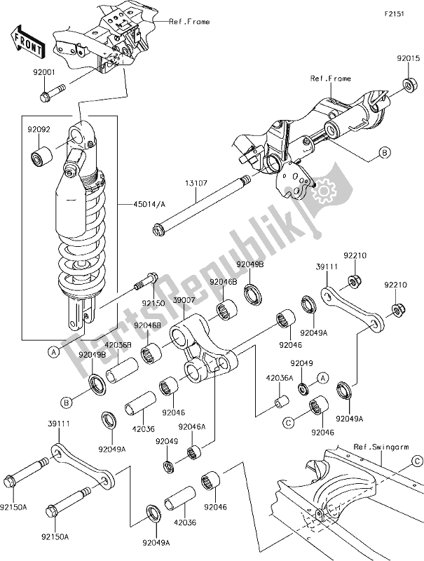 Todas las partes para 28 Suspension/shock Absorber de Kawasaki KLX 250S 2018
