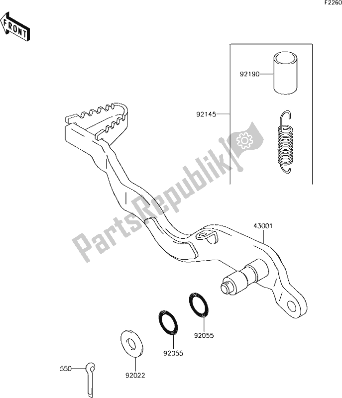 All parts for the 35 Brake Pedal of the Kawasaki KLX 250S 2018