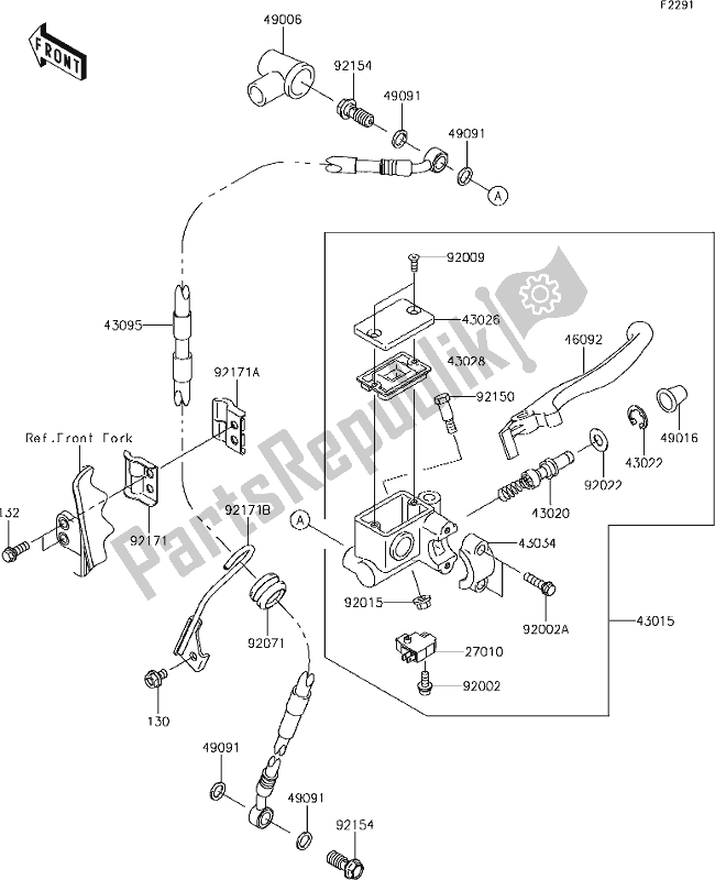 Tutte le parti per il 36 Front Master Cylinder del Kawasaki KLX 250S 2018