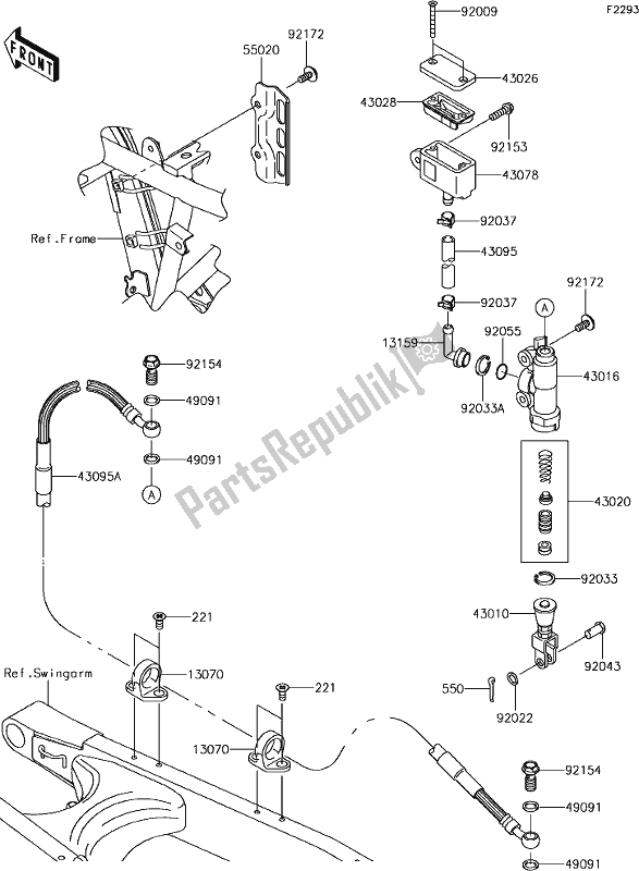 All parts for the 38 Rear Master Cylinder of the Kawasaki KLX 250S 2018