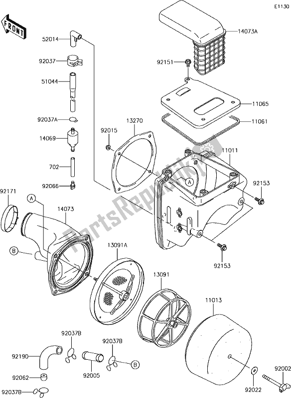 Todas as partes de 4 Air Cleaner do Kawasaki KLX 250S 2018