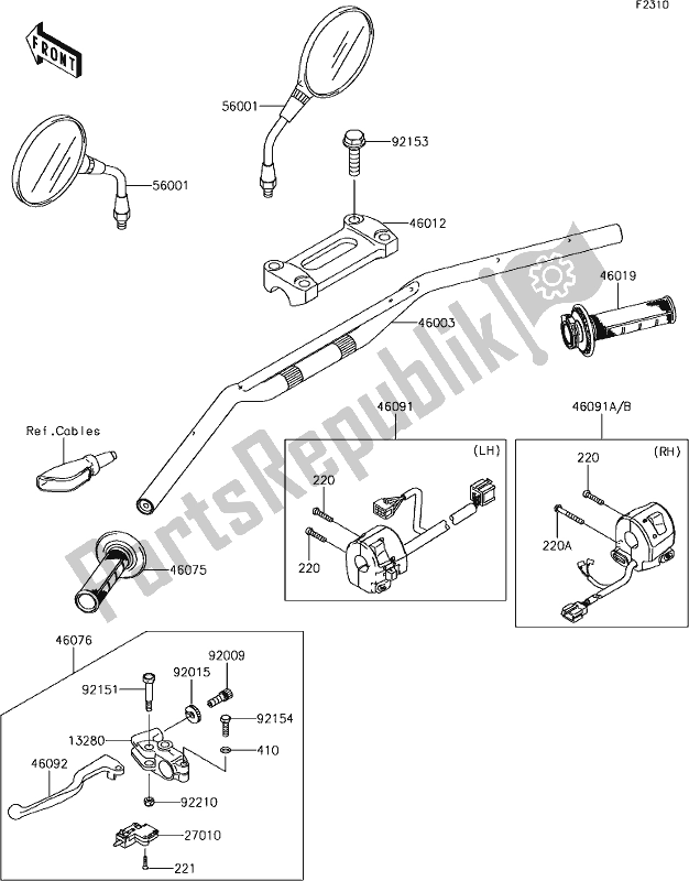 Todas as partes de 40 Handlebar do Kawasaki KLX 250S 2018