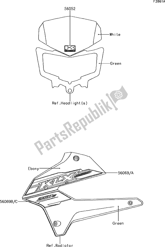 Tutte le parti per il 55 Decals(tff) del Kawasaki KLX 250S 2018