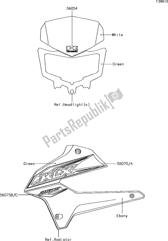 Tutte le parti per il 58 Decals(tjf) del Kawasaki KLX 250S 2018