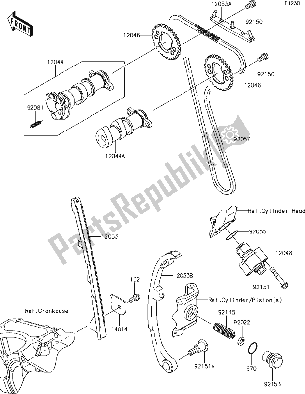 All parts for the 7 Camshaft(s)/tensioner of the Kawasaki KLX 250S 2018