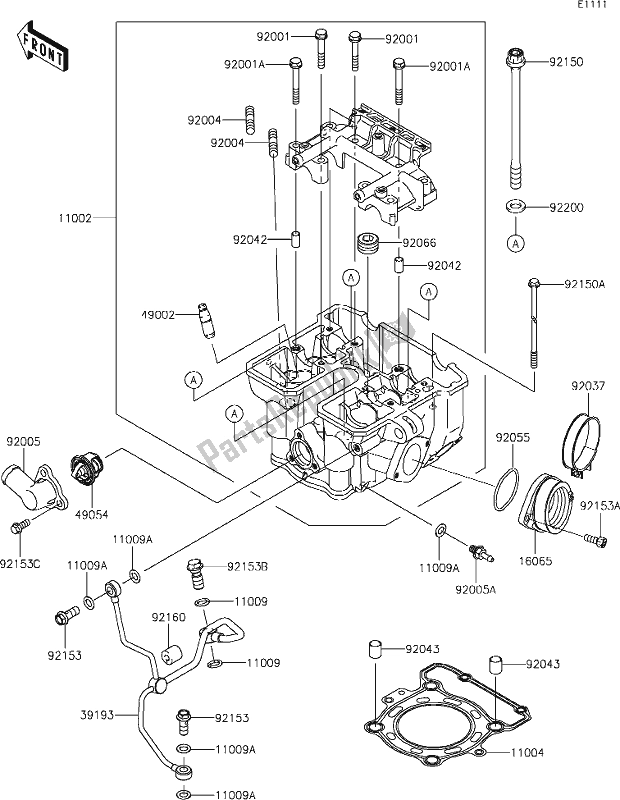 All parts for the 1 Cylinder Head of the Kawasaki KLX 250S 2019