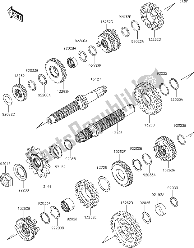 Wszystkie części do 10 Transmission Kawasaki KLX 250S 2019