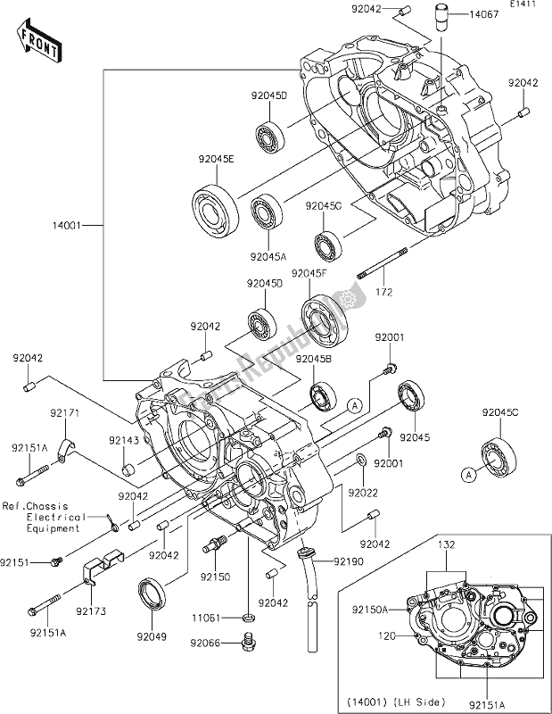 All parts for the 13 Crankcase of the Kawasaki KLX 250S 2019