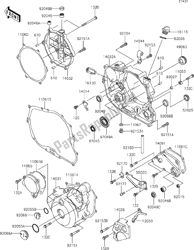 All parts for the 14 Engine Cover(s) of the Kawasaki KLX 250S 2019