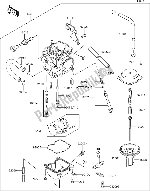 All parts for the 15 Carburetor of the Kawasaki KLX 250S 2019