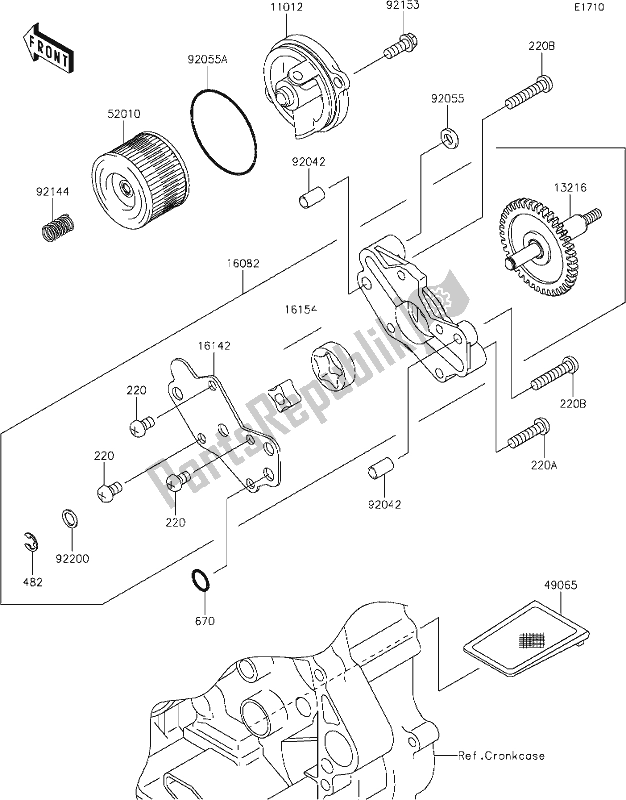 All parts for the 16 Oil Pump of the Kawasaki KLX 250S 2019