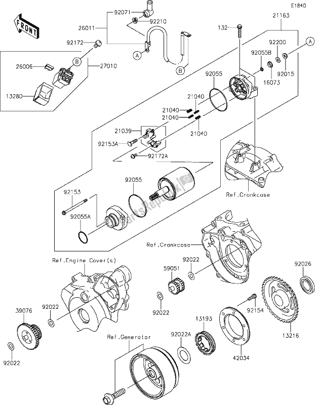 Alle onderdelen voor de 19 Starter Motor van de Kawasaki KLX 250S 2019