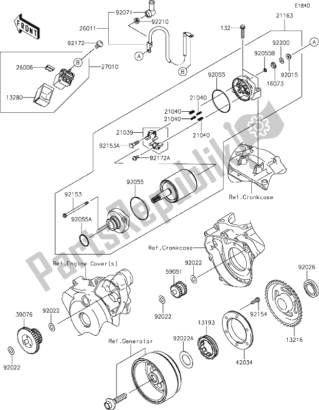 All parts for the 19 Starter Motor of the Kawasaki KLX 250S 2019