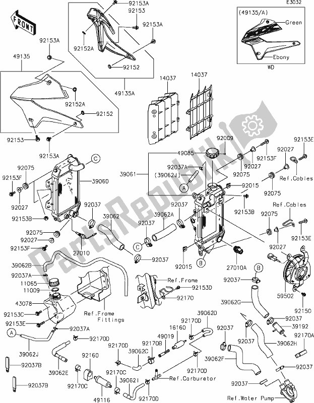 Tutte le parti per il 21 Radiator del Kawasaki KLX 250S 2019