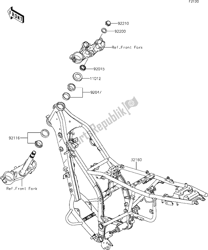 All parts for the 22 Frame of the Kawasaki KLX 250S 2019