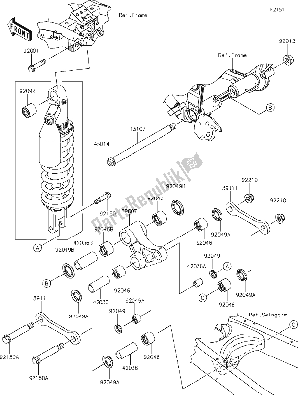 Todas las partes para 26 Suspension/shock Absorber de Kawasaki KLX 250S 2019