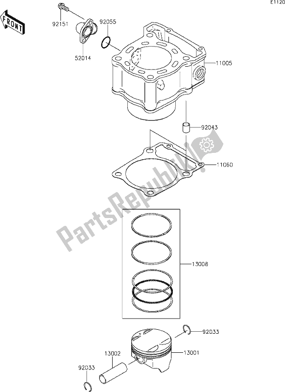 All parts for the 3 Cylinder/piston(s) of the Kawasaki KLX 250S 2019