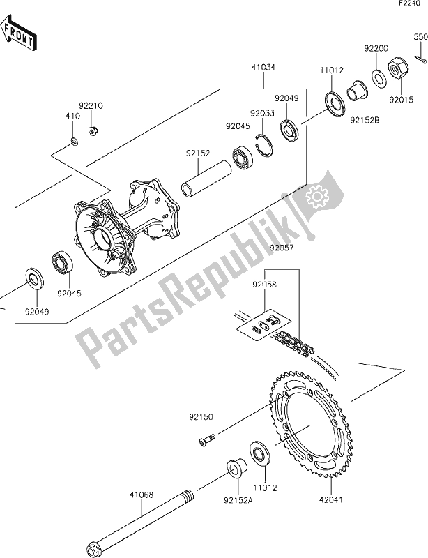 All parts for the 32 Rear Hub of the Kawasaki KLX 250S 2019