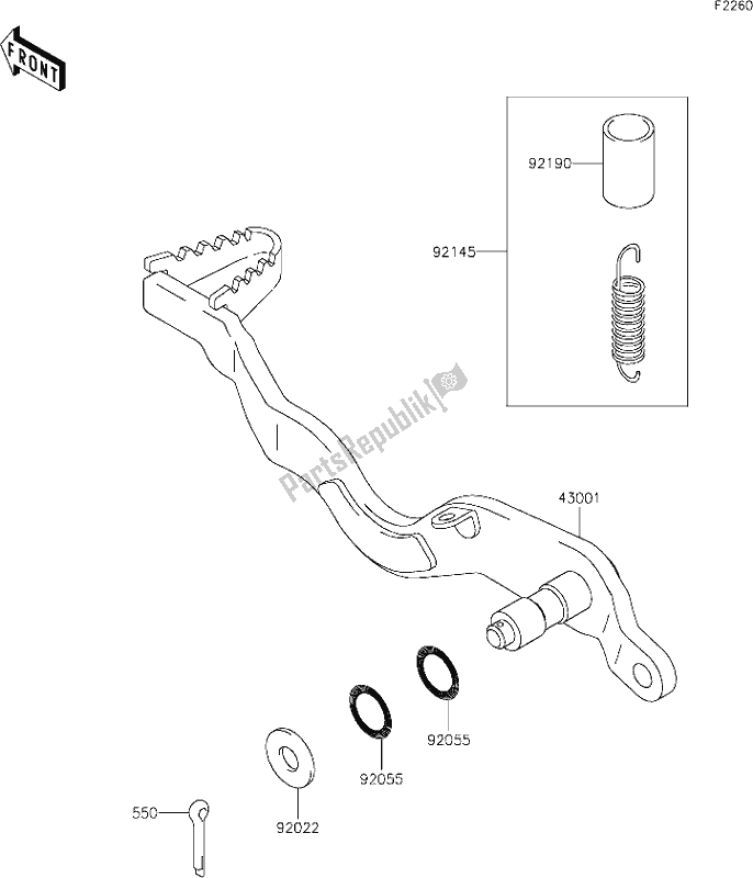 Alle onderdelen voor de 33 Brake Pedal van de Kawasaki KLX 250S 2019