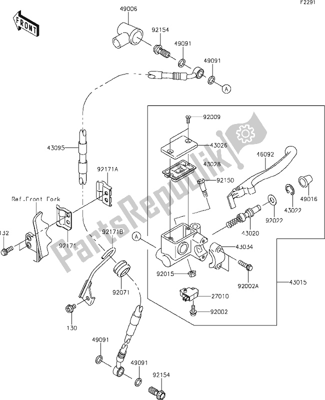 All parts for the 34 Front Master Cylinder of the Kawasaki KLX 250S 2019