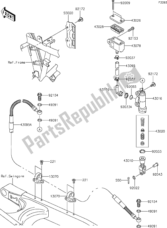 Alle onderdelen voor de 36 Rear Master Cylinder van de Kawasaki KLX 250S 2019