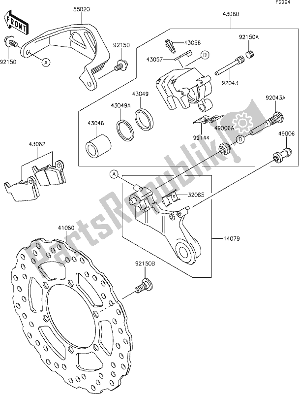 All parts for the 37 Rear Brake of the Kawasaki KLX 250S 2019