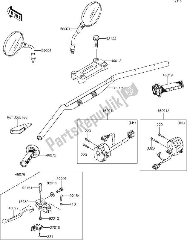 All parts for the 38 Handlebar of the Kawasaki KLX 250S 2019