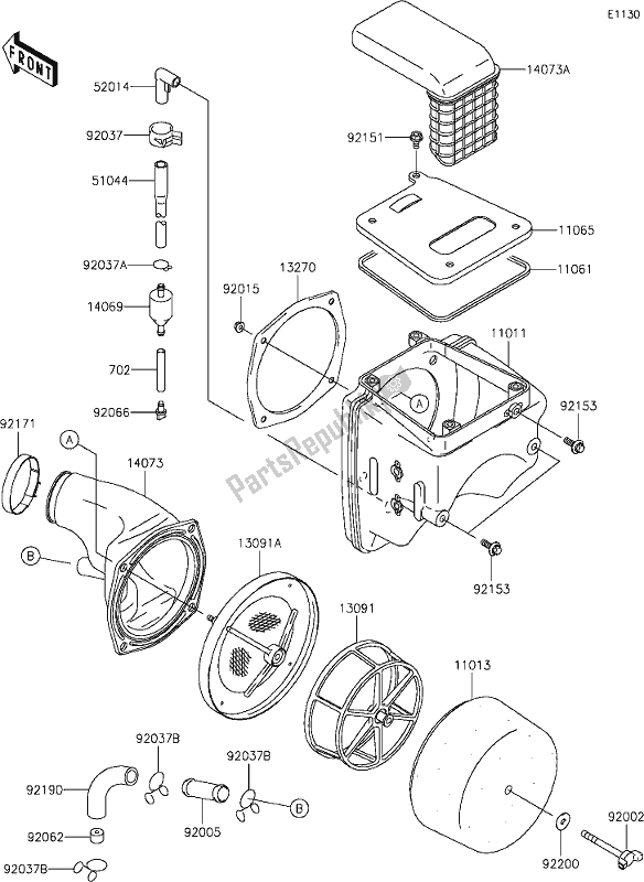 All parts for the 4 Air Cleaner of the Kawasaki KLX 250S 2019