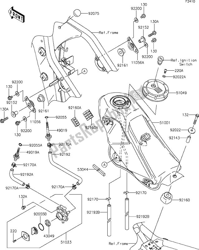 All parts for the 40 Fuel Tank of the Kawasaki KLX 250S 2019