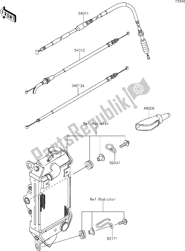 All parts for the 43 Cables of the Kawasaki KLX 250S 2019