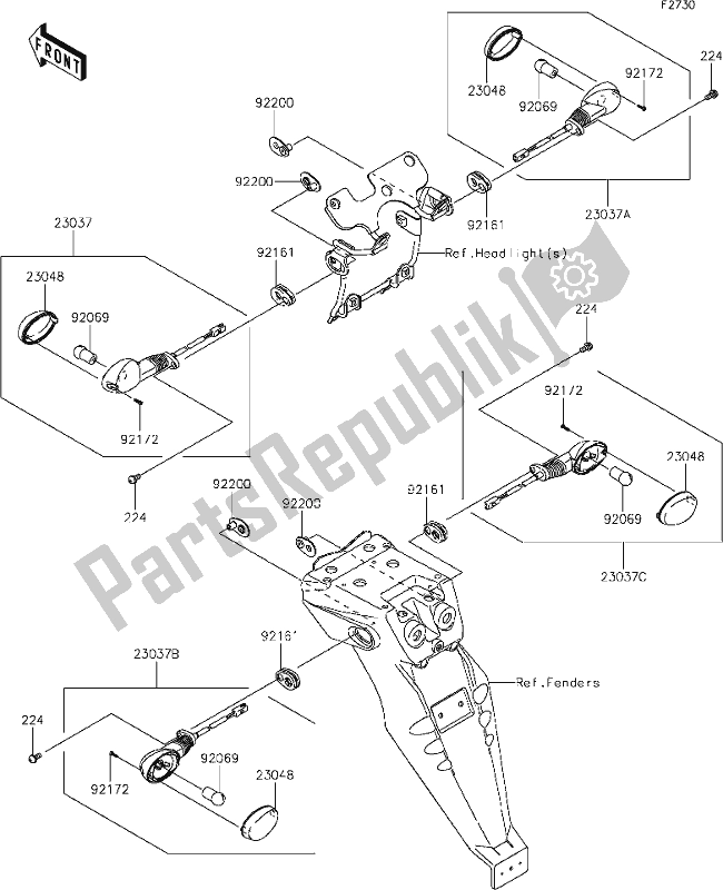 Tutte le parti per il 47 Turn Signals del Kawasaki KLX 250S 2019