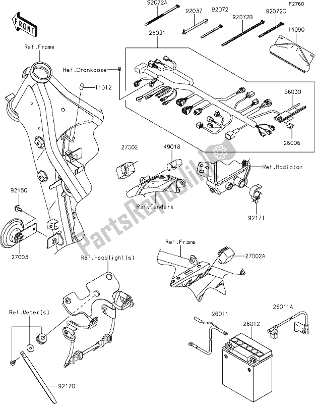 All parts for the 48 Chassis Electrical Equipment of the Kawasaki KLX 250S 2019