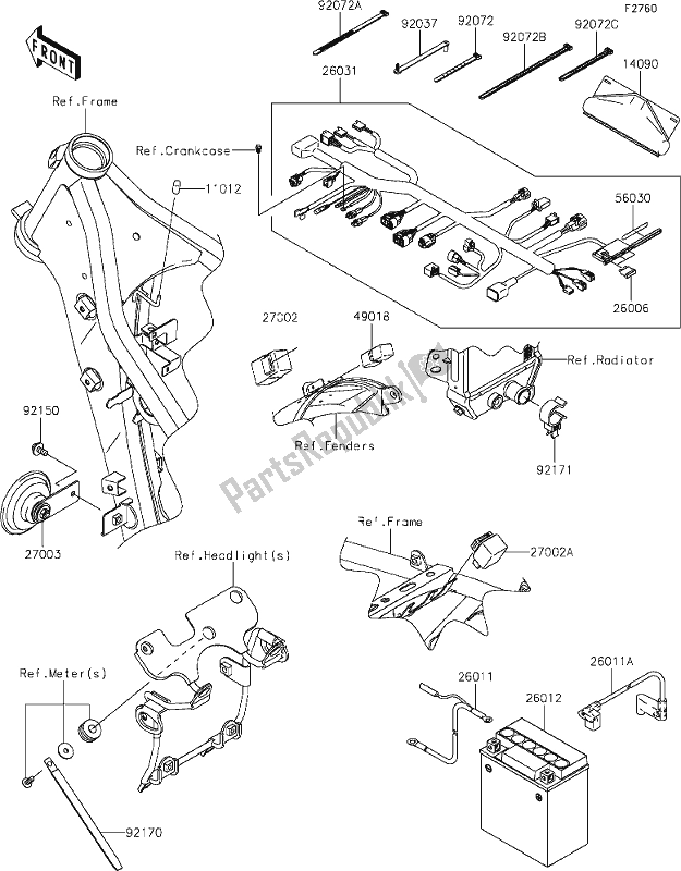 Tutte le parti per il 48 Chassis Electrical Equipment del Kawasaki KLX 250S 2019