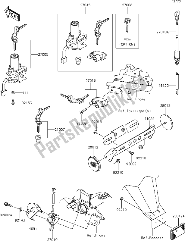 All parts for the 49 Ignition Switch of the Kawasaki KLX 250S 2019