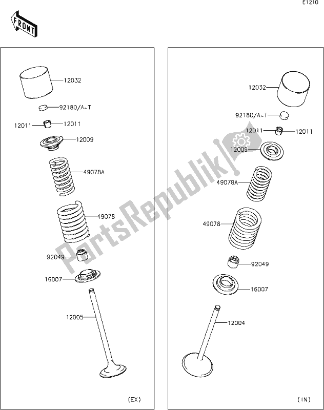 All parts for the 6 Valve(s) of the Kawasaki KLX 250S 2019