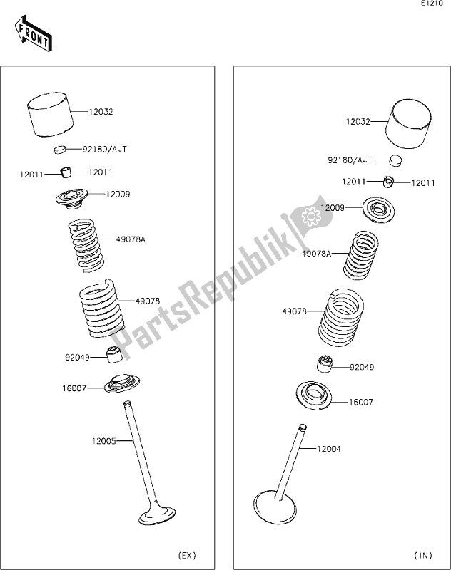 All parts for the 6 Valve(s) of the Kawasaki KLX 250S 2019