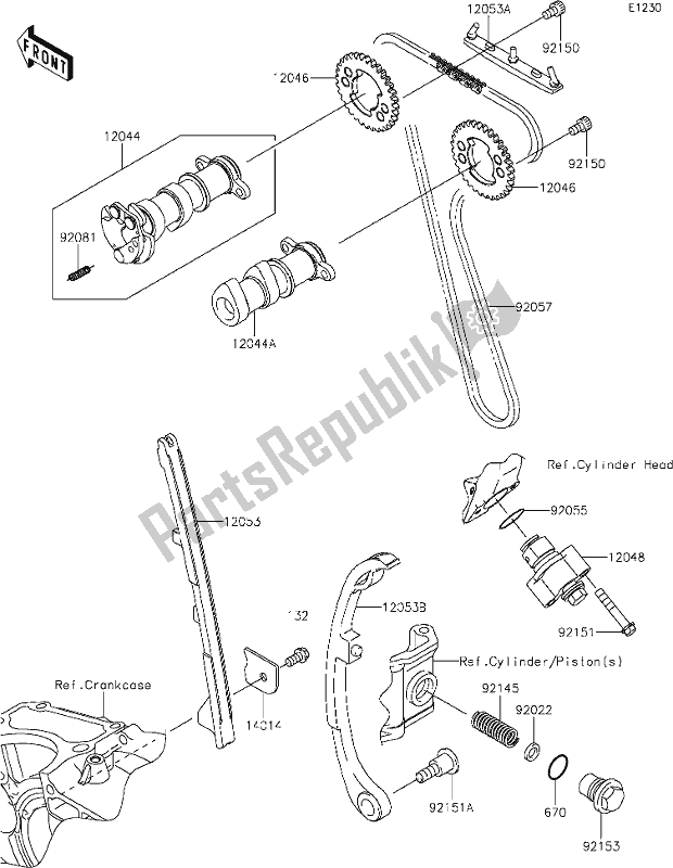All parts for the 7 Camshaft(s)/tensioner of the Kawasaki KLX 250S 2019