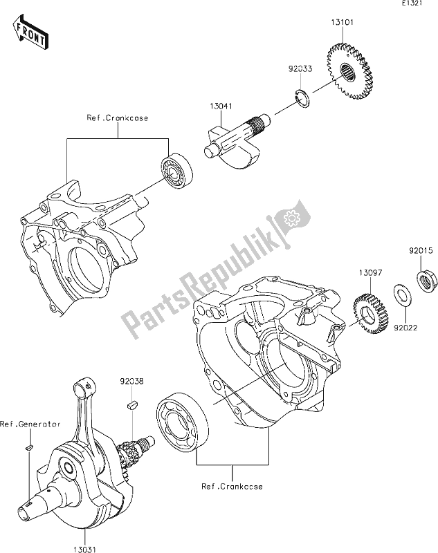 Tutte le parti per il 8 Crankshaft del Kawasaki KLX 250S 2019