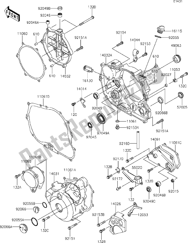Todas as partes de 14 Engine Cover(s) do Kawasaki KLX 250S 2020