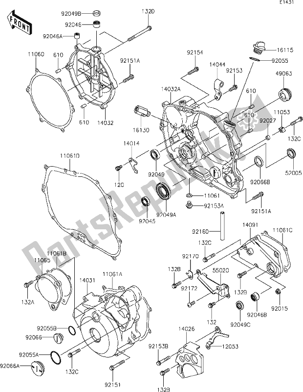 Todas as partes de 14 Engine Cover(s) do Kawasaki KLX 250S 2020