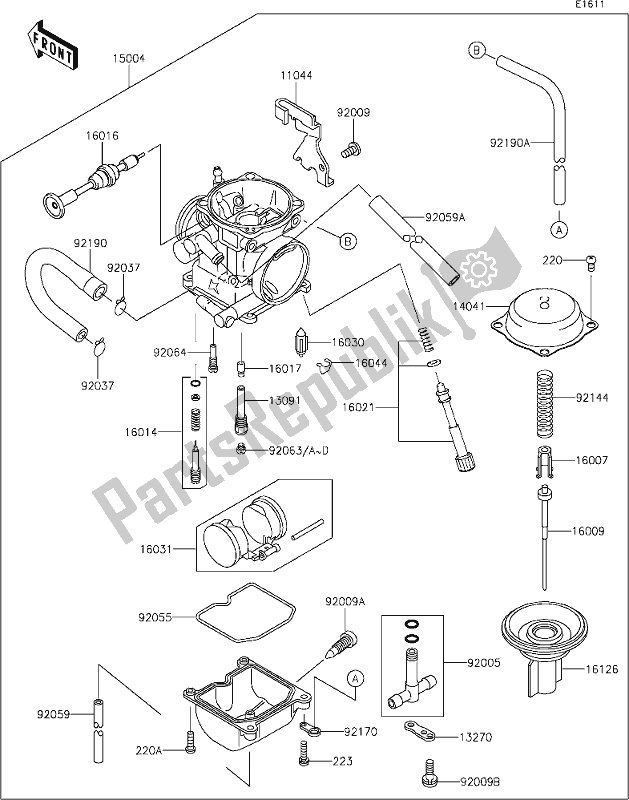 All parts for the 15 Carburetor of the Kawasaki KLX 250S 2020