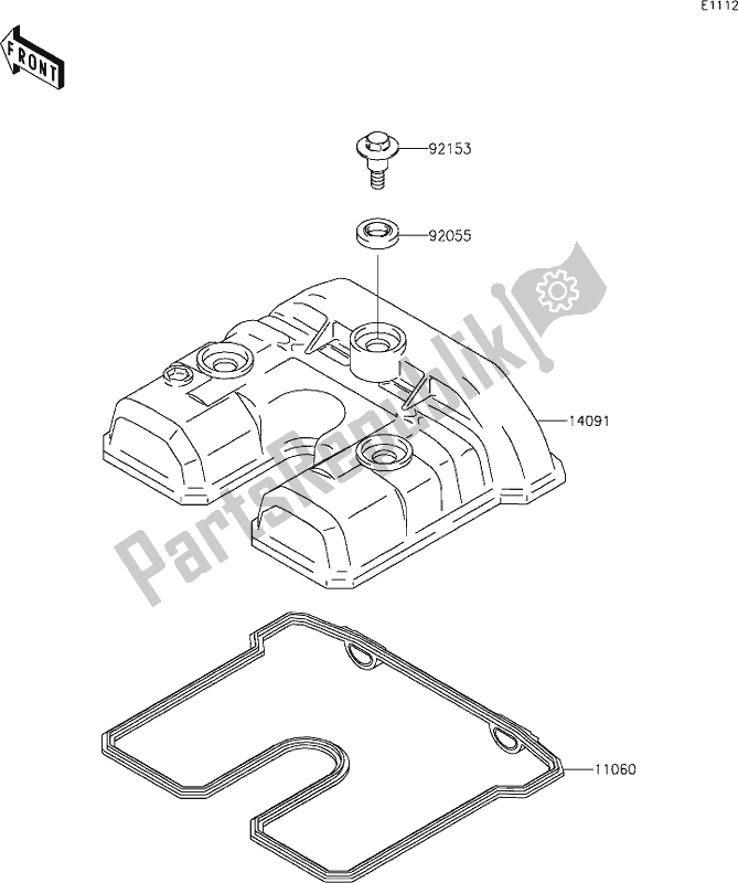 Alle onderdelen voor de 2 Cylinder Head Cover van de Kawasaki KLX 250S 2020