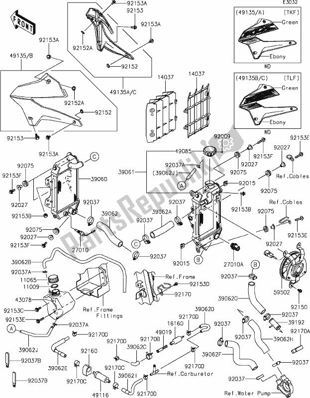 Todas las partes para 21-1radiator de Kawasaki KLX 250S 2020